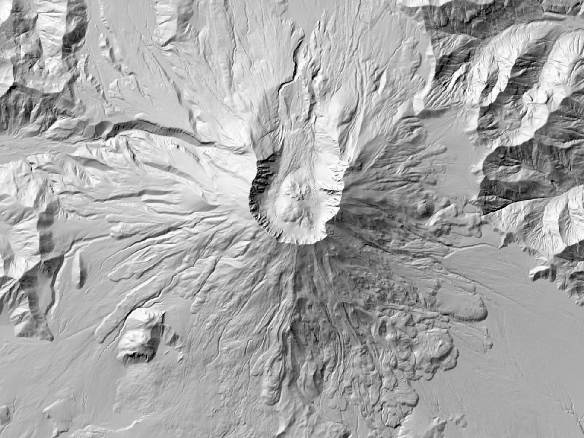 Shaded relief of Mount St. Helens from airborne lidar
