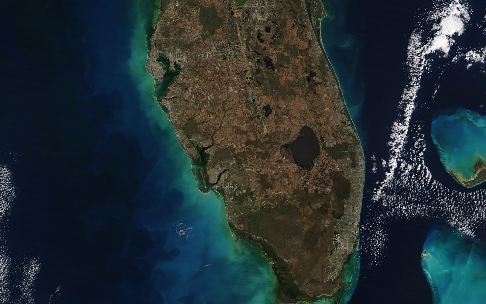 Satellite view of South Florida and Lake Okeechobee