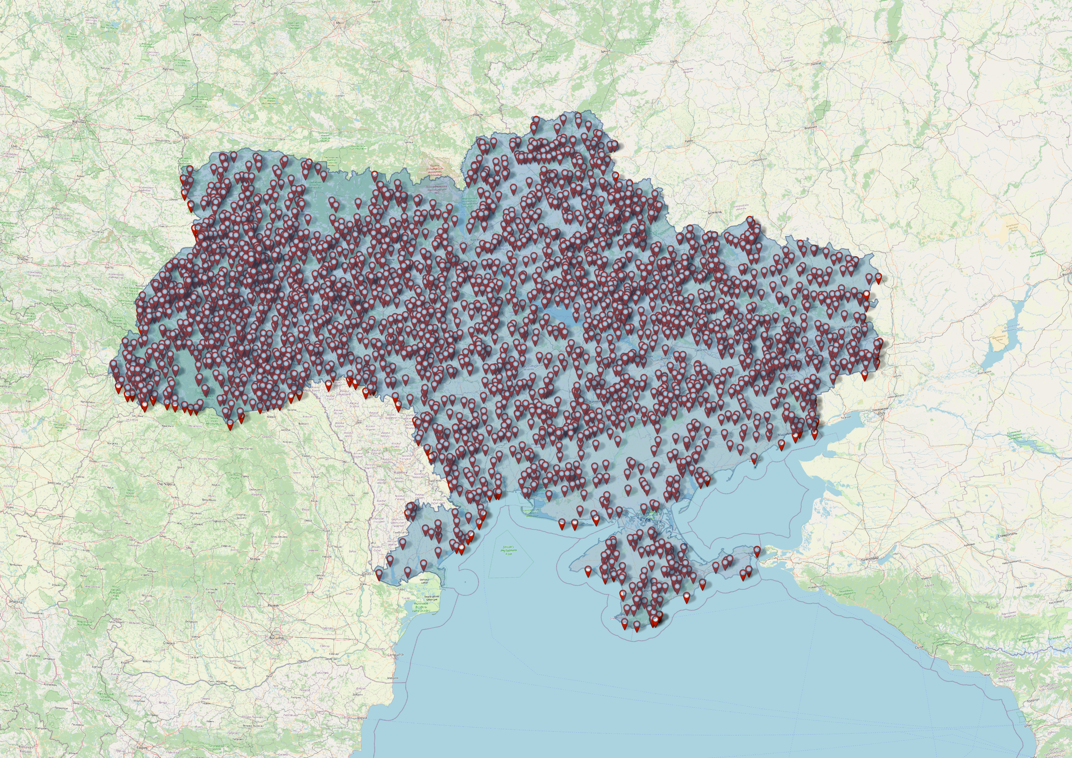 Geocoded Ukraine - Historical Records Mapped