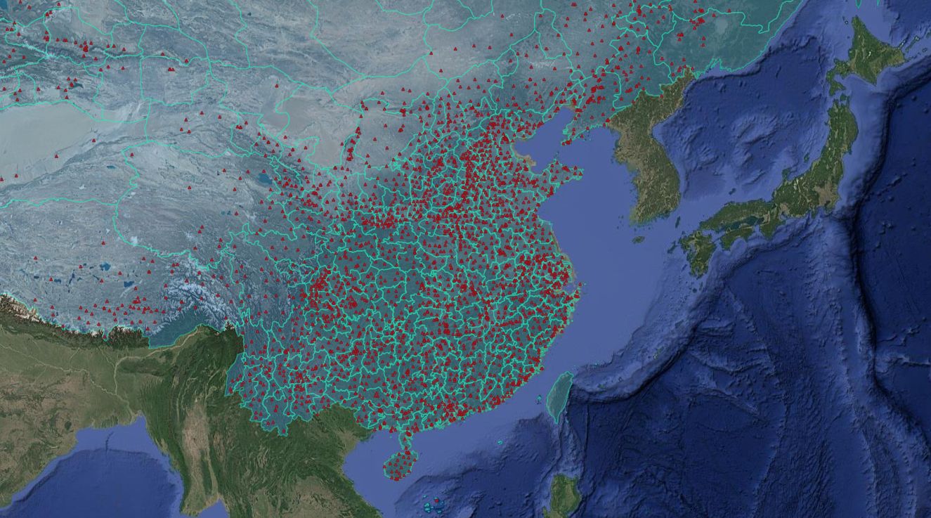 Geocoded China - Historical Records Mapped